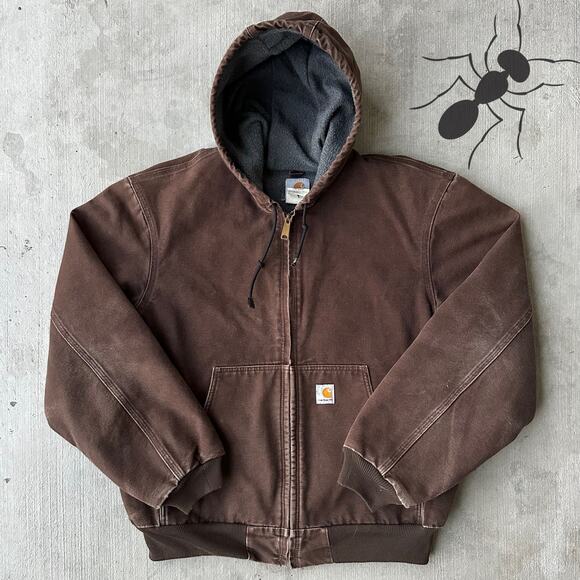 Carhartt Other - Vintage Y2K Carhartt J158 DKB brown hooded work wear jacket